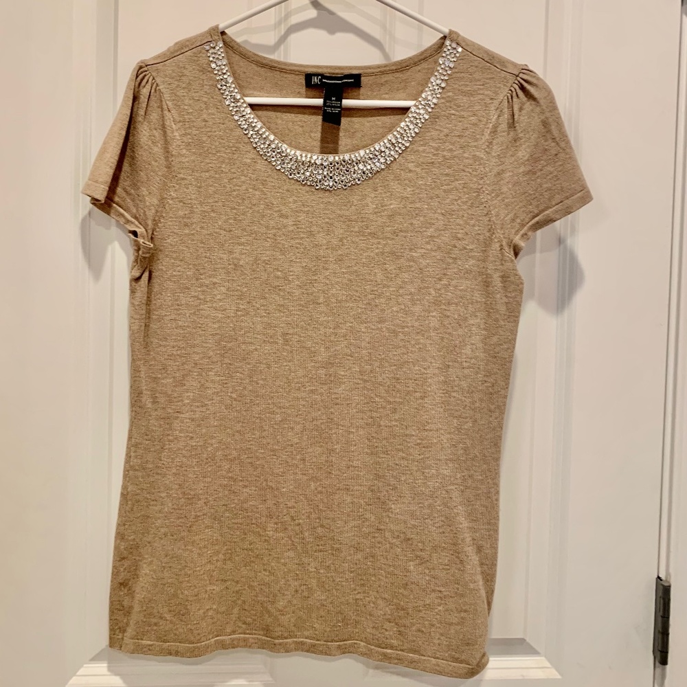 I.N.C. Knit top gorgeous sparkles at neckline size M